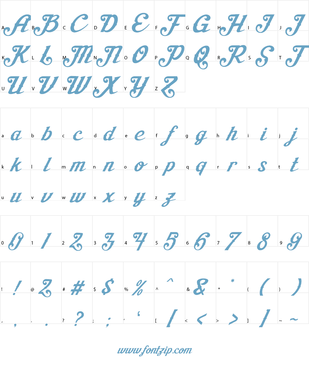 Aisha Script Font Character